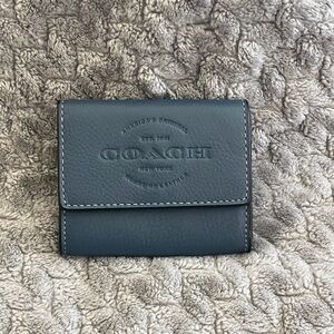 Coach Men's Dark Blue Leather Card Holder